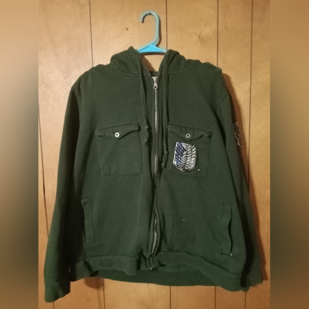 Attack on Titan Green Zip Up Sweatshirt in Excellent Condition